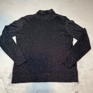 Worthington Women's Pullover Ribbed‎ Turtleneck In Black Metallic Glitter Size L
